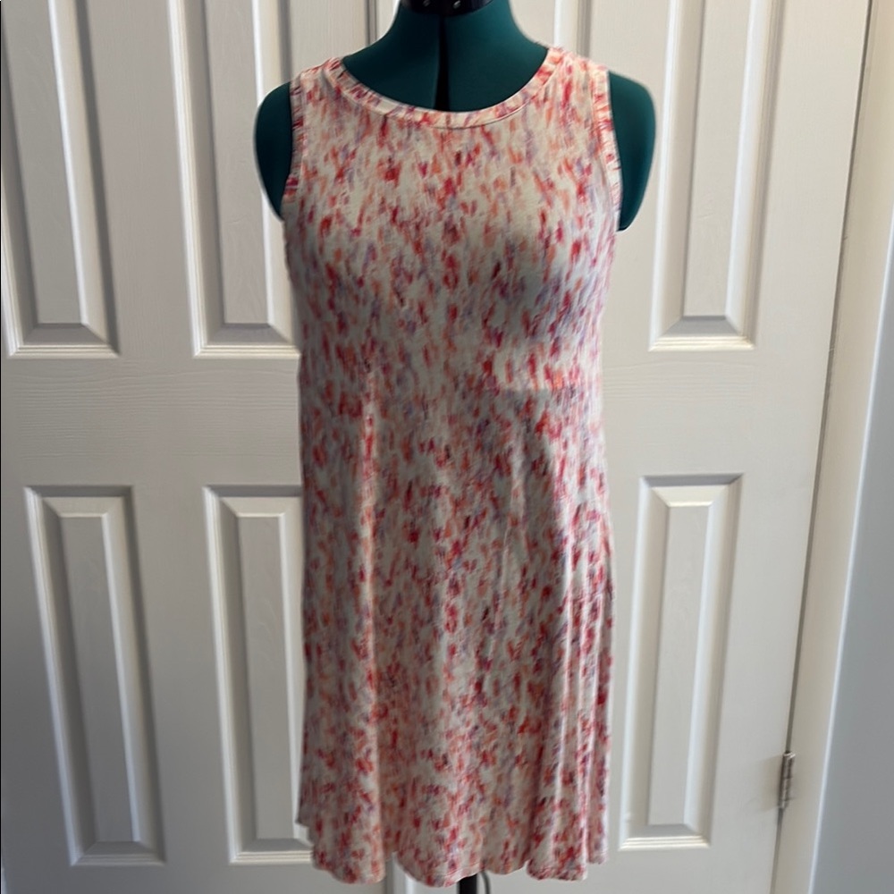 LOFT Pink and Orange Sleeveless Knit Sundress